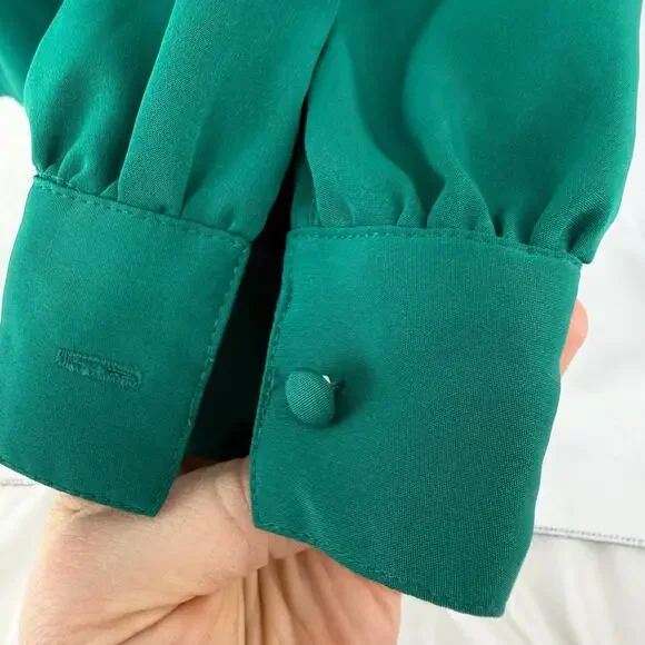 Vintage Emerald Green Blouse Size 14 80s/90s - Picture 5 of 5